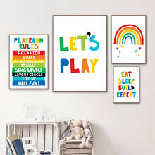 Póster con estampado de arcoíris feliz para dormitorio de niños, cuadro sobre lienzo de arte nórdico para pared, decoración para habitación de niños, decoración para sala de juegos 2024 - compra barato