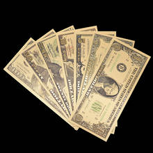Jetting 7 peças folhas de ouro cédulas estados unidos notas falsas conjunto dólar notas coleção de dinheiro para decoração de casa presente 2024 - compre barato