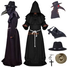 2021 New Plague Doctor Cosplay Costume Medieval Hooded Robe Steampunk Terror Mask Hat Adult Halloween Party Role Play Size S-XL 2024 - buy cheap