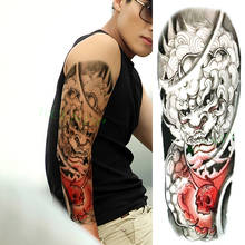 Tatuagem adesiva temporária, tatuagem falsa com caveira de dragão, braço completo para homens e mulheres 2024 - compre barato