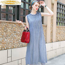 Vestido de verano de seda Real, Vintage, coreano, para playa, elegante, para fiesta, 38876, YY2771 2024 - compra barato