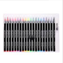 Cabeça macia aquarela caneta conjunto 20 cores, 24 cores, 48 cores, marca caneta conjunto, estudante caneta aquarela, lavável escova caneta. 2024 - compre barato