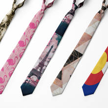 Corbatas estampadas de 8cm para hombre, corbatas informales a la moda de la Torre Eiffel, corbata delgada de flamenco, corbata de poliéster para negocios y boda 2024 - compra barato