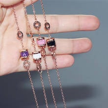 YUN RUO Fashion Roman Number Colorful Zircon Bracelet Woman Gift Rose Gold Color Titanium Steel Jewelry Never Fade Drop Shipping 2024 - buy cheap