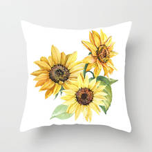 45*45 Vintage Fashion Sunflower Cushion Cover Yellow Decorative Cushion For Sofa Home Decoration Cotton Linen Pillow Case 2024 - buy cheap