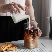 Ins copo de vidro criativo de vidro, copo de vidro resistente ao calor para café da manhã, copo de leite de soja, copo de suco e bebida 2024 - compre barato