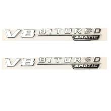 Chrome Fender Emblems Badges V8 BITURBO 4MATIC for Mercedes  2017+ 2024 - buy cheap