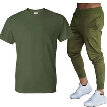 Summer fashion casual men's track suit beach sportswear sportswear short-sleeved T-shirt 2-piece set + long pants large size 2024 - buy cheap