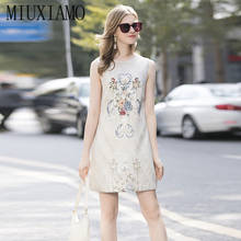 MIUXIMAO Luxurious 2020 Spring & Summer dress Party dress Flower Diamonds Slim Elegant Office Lady Dress Women Vestidos 2024 - buy cheap