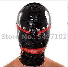 Máscara de fetiche preta, feita à mão, sexy, de látex, com zíper, olhos e boca, trajes de zíper 2024 - compre barato