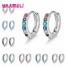 Simple Trendy Cubic Zirconia Round Hoop Earrings for Women Girl 925 Sterling Sliver Huggie Earrings Gift Fashion Jewelry Supply 2024 - buy cheap