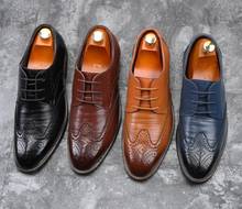 Sapatos masculinos oxford de couro legítimo, calçado formal masculino com cadarço preto, marrom, tamanhos 38-48, novo, 2021 2024 - compre barato