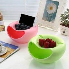 Creative Shape Lazy Snack Bowl Plastic Double Layers Snack Storage Box Bowl Fruit Plate Bowl With Phone Holder For TV 2024 - buy cheap