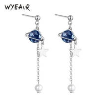 WYEAIIR Long Simple Pearl Tassel Planet Sweet Cute Fashion 925 Sterling Silver Female Dangle Earrings 2024 - buy cheap