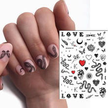 1 sheet Snake Nail Sticker Stars Rose Flower 3D Adhesive Stickers for Nail Art Tattoo Decals Decoration 2024 - buy cheap