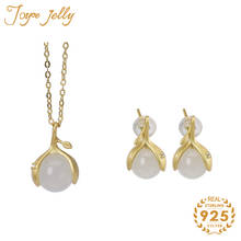 JoyceJelly-Conjunto de joyería de moda para mujer, collar de Jade de Plata de Ley 925, pendientes, diseño único de brotes de árbol, regalo de boda al por mayor 2024 - compra barato