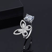 Oevas 100% 925 prata esterlina criado moissanite citrino pedra preciosa casamento noivado anel borboleta jóias finas por atacado 2024 - compre barato