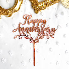 Decoração acrílica para bolo de feliz aniversário, decoração de bolo espelhado em acrílico rosa dourado 2024 - compre barato