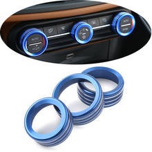 3 unids/set azul Interior del coche aire acondicionado consola AC Botón de interruptor de Control anillo recorte cubierta para 2017-2020 Alfa Romeo Giulia Stelvio 2024 - compra barato