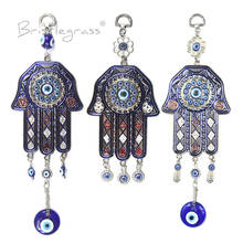 BRISTLEGRASS Turkish Blue Evil Eye Hamsa Hand Wall Hanging Pendants Pendulum Amulets Lucky Charms Blessing Protection Home Decor 2024 - buy cheap