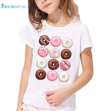 Детская забавная футболка с изображением пончиков, детские летние топы с коротким рукавом, Повседневная белая футболка для мальчиков и девочек, oHKP5573 2024 - купить недорого