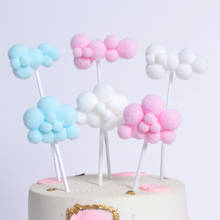 Topper de bolo de pompom macio, 1 peça, rosa, azul, branco, nuvem, chá de bebê, aniversário, diy, bandeiras, decoração, suprimentos para festa de festival 2024 - compre barato