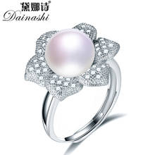 Dainashi-anillo ajustable de Plata de Ley 925 con circonita, anillo de perlas cultivadas en agua dulce, 100% 2024 - compra barato