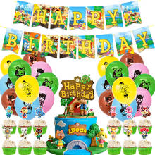 48Pcs/set Animal Crossing Balloons Animals Happy Birthday Banner Cake Topper Baby Shower Party Decorations Kids Toys 2024 - buy cheap