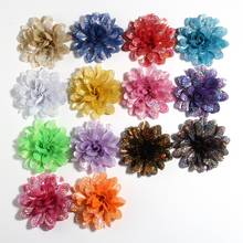 60PCS 8CM Fashion Sequins Smooth Gold dust Fabric Flowers For Headbands Handmade Bloom Flower For Head Accessories 2024 - buy cheap
