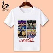 Футболка Gorillaz для маленьких мальчиков и девочек, детский топ для мальчиков, Детская футболка с принтом, забавные летние футболки с коротким рукавом 2024 - купить недорого