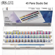Winsor & newton algodão pigmento de aquarela sólida meia panela 45 cores conjunto 2024 - compre barato
