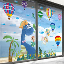 [shijuekongjian] Cartoon Dinosaur Animals Wall Stickers DIY Hot Air Balloons Mural Decals for Kids Rooms Baby Bedroom Decoration 2024 - buy cheap