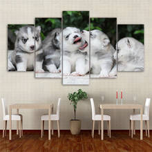 Tela impressão em hd decorativa para casa, pintura de animal, escritório, 5 peças, arte de parede, cão, restaurante, moldura modular, imagens, arte de cartaz 2024 - compre barato