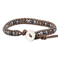 KELITCH New Women Bracelet Gray Leather Wrap Cuff Bangle Beaded Strand Bracelets Gift for Girls Men Vintage Jewelry 2024 - buy cheap