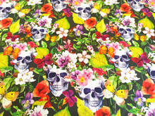 145cm Width Skull Flower Printed Cotton Fabric For Baby Boy Girl Clothes Hometextile Cushion Cover DIY 2024 - buy cheap