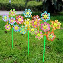 2Pcs Kids 6 petals Plastic Flower Windmill Toy Outdoor Toys For Children Wind Spinner Pinwheels Home Garden Yard Decoration 2024 - buy cheap
