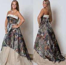 2020 Fashion Strapless Camo Wedding Dresses Long Plus Size Bridal Dresses A Line Satin Wedding Gowns Camouflage Dresses 2024 - buy cheap