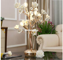 Lámpara de mesa LED de cristal de estilo europeo para comedor, lámpara de cerámica para sala de estar, dormitorio de niña, luces de mesa de cristal para boda 2024 - compra barato