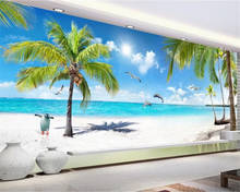3DBEIBEHANG Large custom photo mural HD 10 m coconut tree landscape painting huge living room TV background wall decoration 2024 - buy cheap