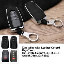 1pc liga de zinco couro coberto caso chave do carro capa escudo estilo acessórios do carro para toyota camry chr C-HR avalon 2018 2019 2020 2024 - compre barato