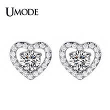 UMODE Female Brincos Prong Setting 0.5ct AAA CZ  Heart Shaped Fashion Stud Earrings For Girls / Women's Jewelry AUE0077 2024 - buy cheap