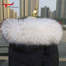 Colarinho de pele de guaxinim natural, casaco infantil de 60cm-80cm para inverno, jaqueta com gola de pele de guaxinim 2024 - compre barato