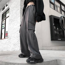 Модные брюки с широкими штанинами, женская уличная одежда в стиле Харадзюку, повседневные брюки, элегантные женские прямые длинные брюки с высокой талией, свободные джогги 2021 2024 - купить недорого