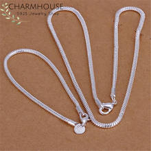 Silver 925 Jewellery Set for Man Women 3mm Snake Chain Bracelet & Necklace 2 pcs Sets Accessories Costume Jewelry Sets Bijoux 2024 - buy cheap