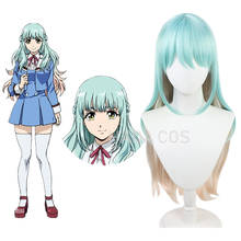 Anime high-rise invasão kuon shinzaki cosplay peruca feminino 60cm longo cabelo sintético resistente ao calor gradiente verde cabelo dia das bruxas 2024 - compre barato