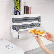 Suporte de armazenamento de filme plástico, para geladeira, cortador, pendurado na parede, toalha de papel, organizador de cozinha 2024 - compre barato