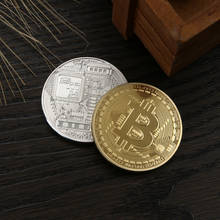 Coleção de moedas bitcoin, banhado a ouro, bronze físico, moeda bit btc casascius, presente de ano novo, não-moeda, diâmetro 40mm, 1 peça 2024 - compre barato
