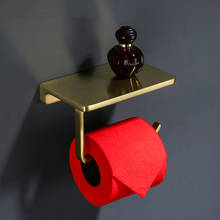 Brushed Gold Bathroom Roll Paper Holder Brass Bath Mobile Phone Towel Rack Toilet Tissue Shelf  Wall Mounted Black/Chrome 2024 - buy cheap