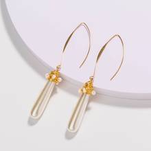 2020 Fashion Freshwater Pearl Long Drop Earrings For Women Gold Color Ear Hook Baroque Pearl Dangle Earrings 2024 - buy cheap