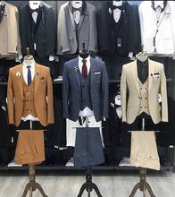 Ternos masculinos feitos sob medida, 3 peças, slim fit, smoking, traje para casamento formal (blazer + calça + colete) 2024 - compre barato